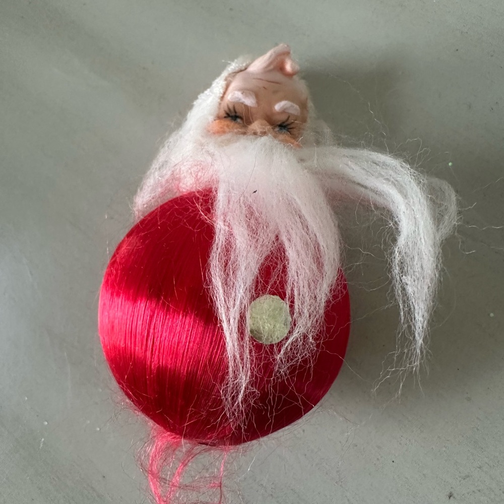 Vintage rubber faced Santa Claus ornament